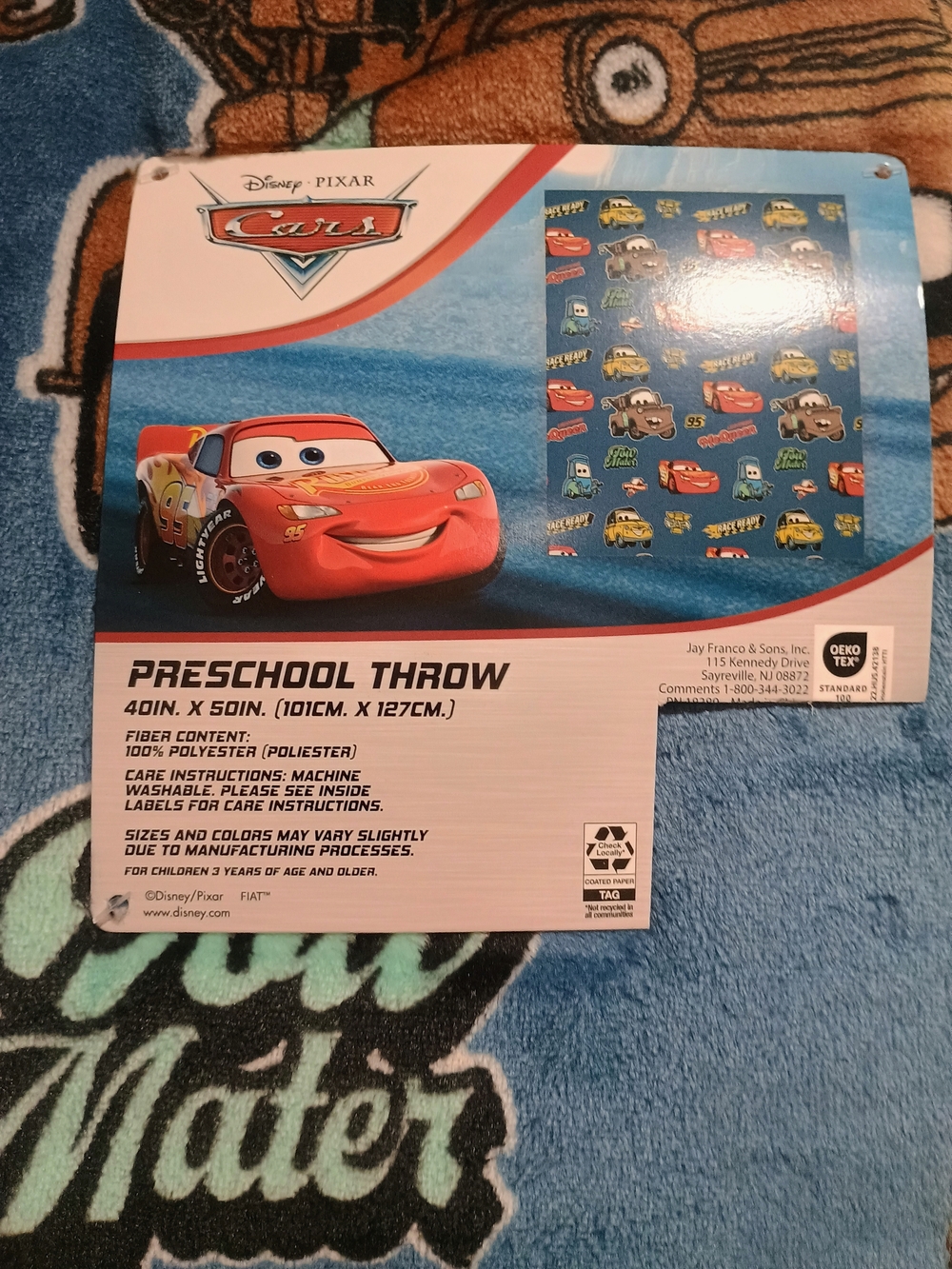 New Disney Cars Tow Mater/Lightning McQueen Throw Blanket 40x50 - Picture 2 of 3